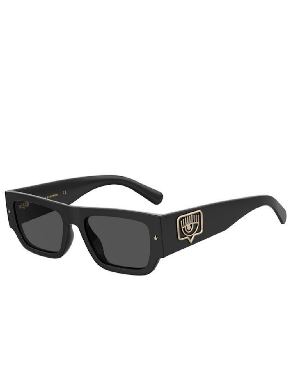 Chiara Ferragni 53mm Black Rectangle Sunglasses Euro Chic Minimalist It Girl